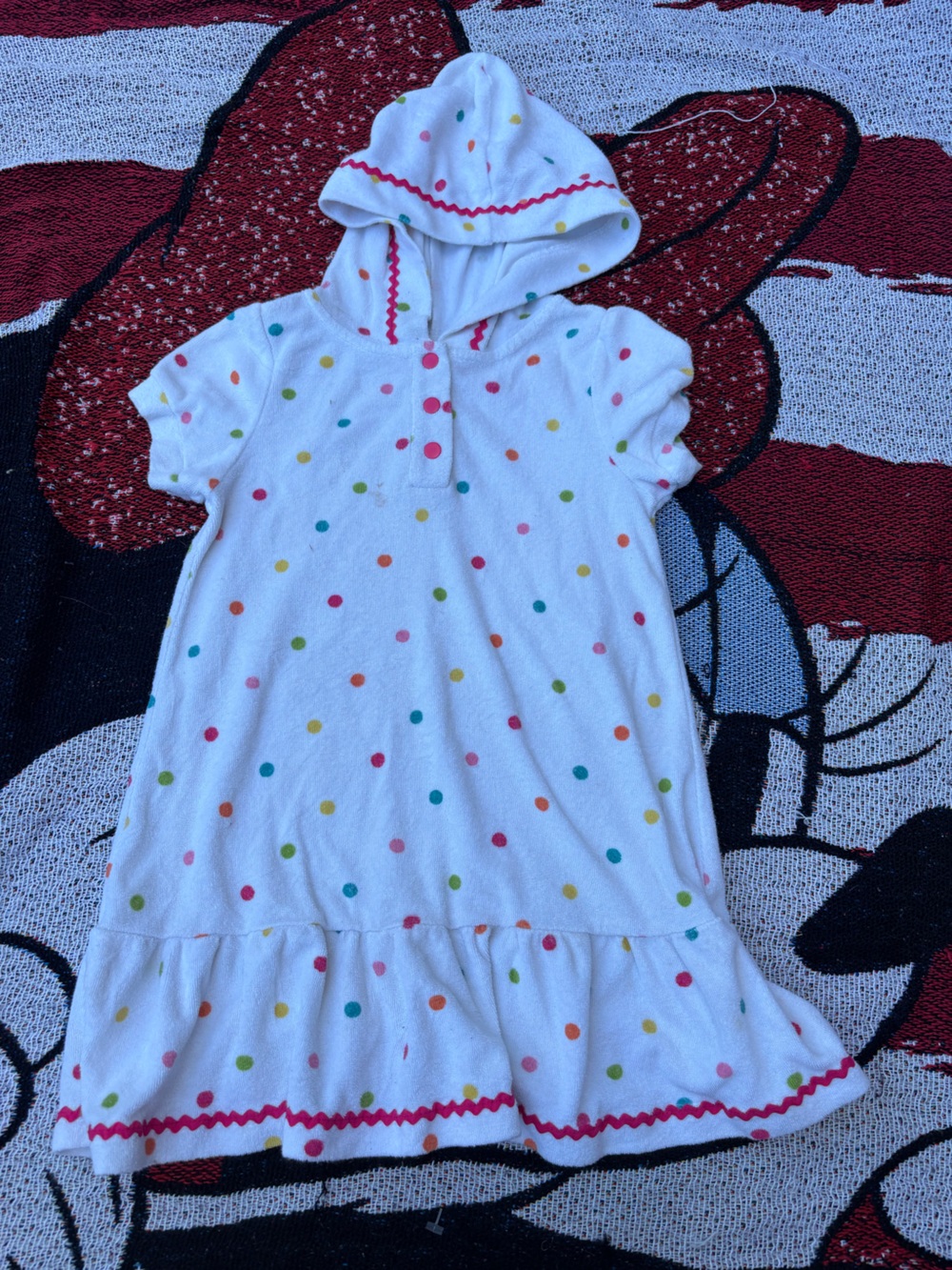 VINTAGE Y2K J KHAKI KIDS POLKA DOT TERRY CLOTH SWIM COVER UP SIZE 3T
